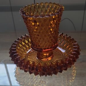 Amber Glass Candle Holder Set